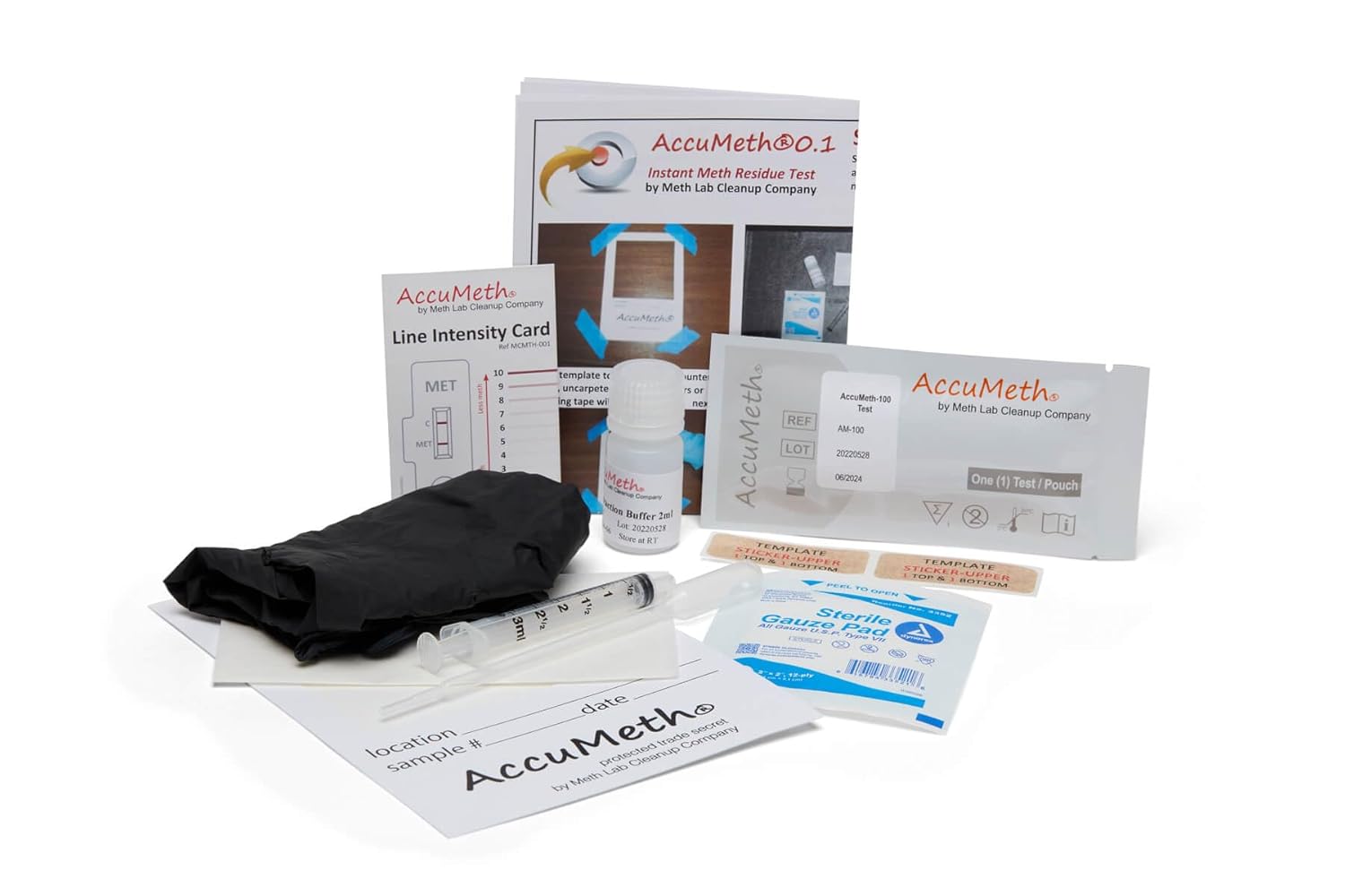 AccuMeth0.1 Methamphetamine Residue Detection Test Kit for Homes | 0.1 µg/100cm2 Legal Standard (Pack of 1)