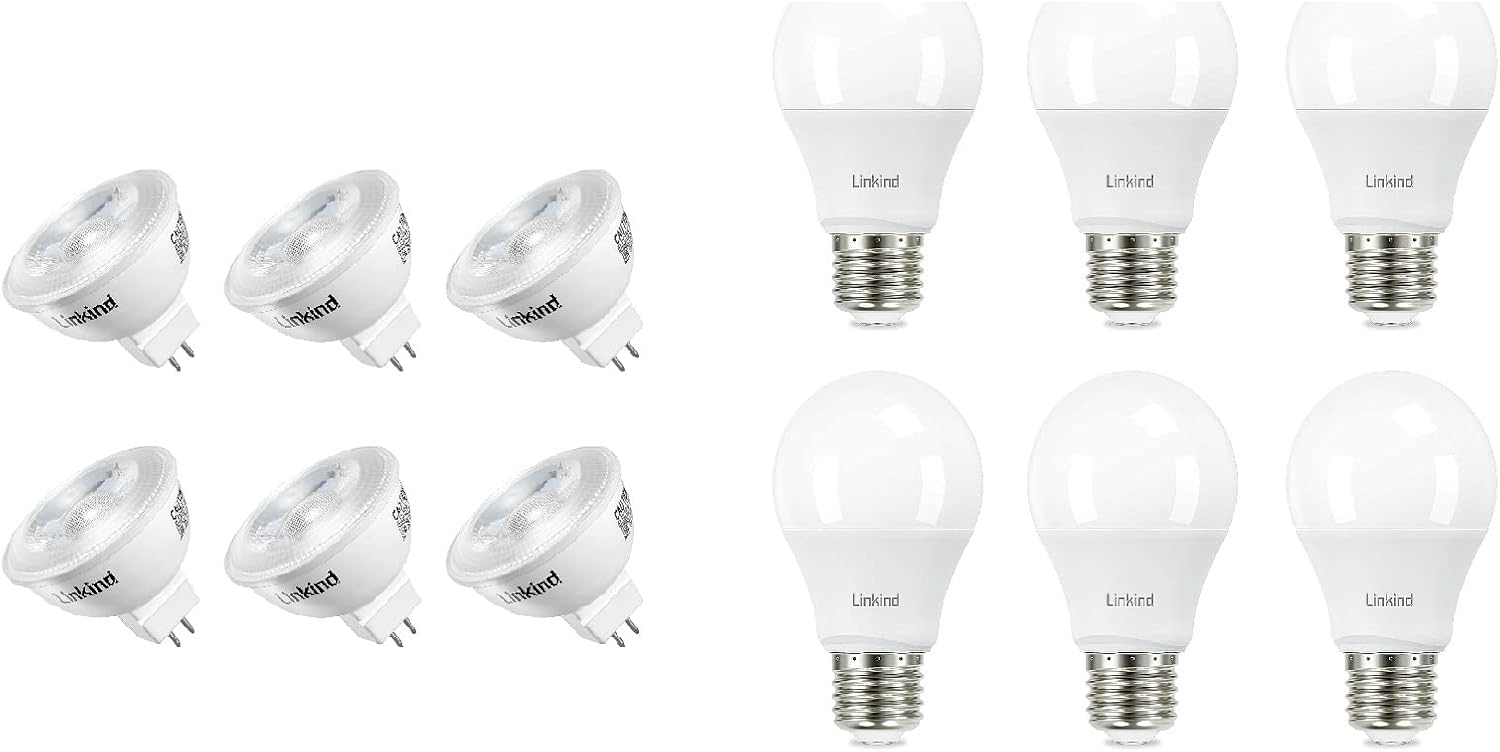 A19 Non Dimmable LED Light Bulbs 6 & MR16 GU5.3 LED Bulbs Dimmable 6 Packs