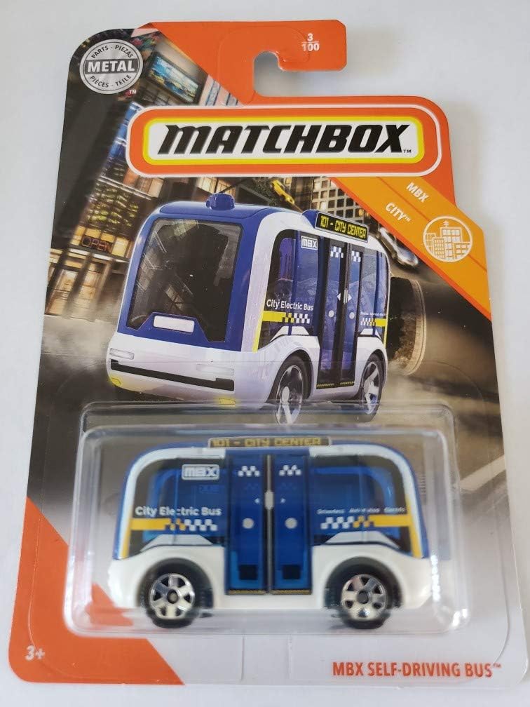 Matchbox 2020 MBX City MBX Self-Driving Bus, Blue 3/100