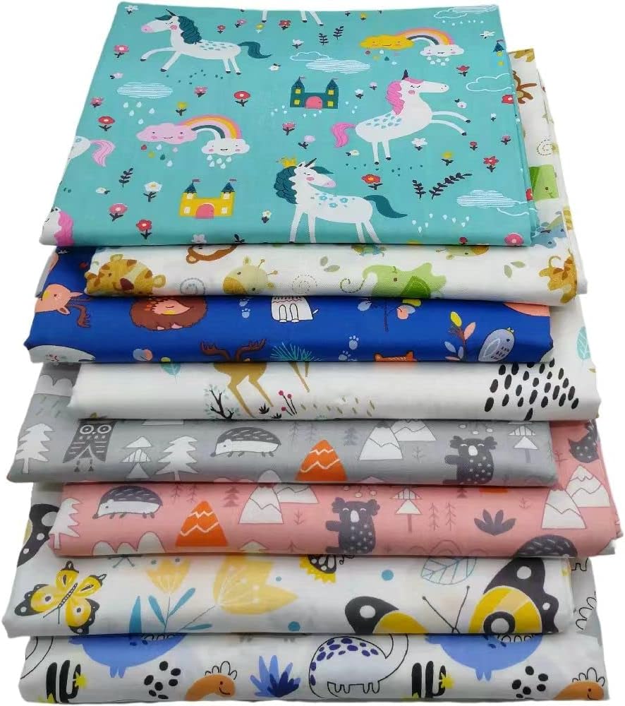 8pcs Precut Fat Quarters Cotton Fabric Bundles – Animal Theme Fabric – DIY Crafting Series – 100% Cotton – Eco-Friendly – 8pcs Printed Fabric – 18×22 Inches Each (Animal 2)