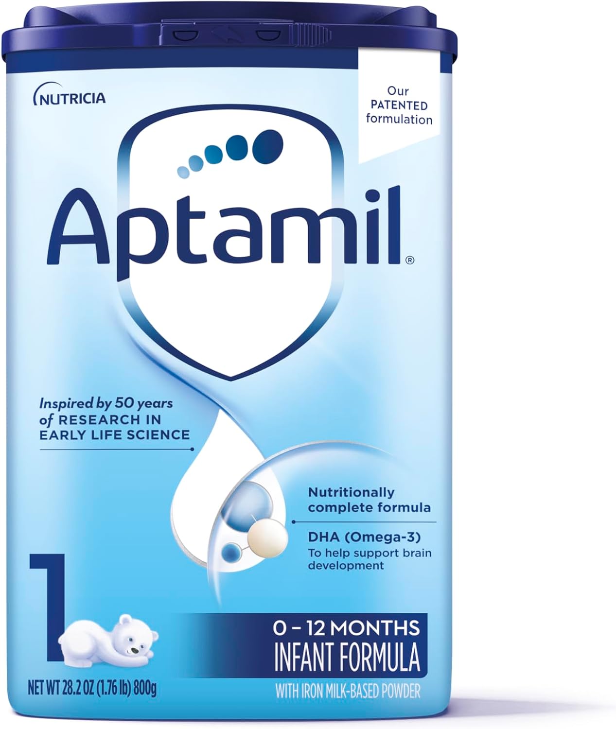 Aptamil Stage 1 Baby Formula, Milk Based Powder Infant Formula with DHA, Omega 3 & Prebiotics, 1.76 Pound (Pack of 1)