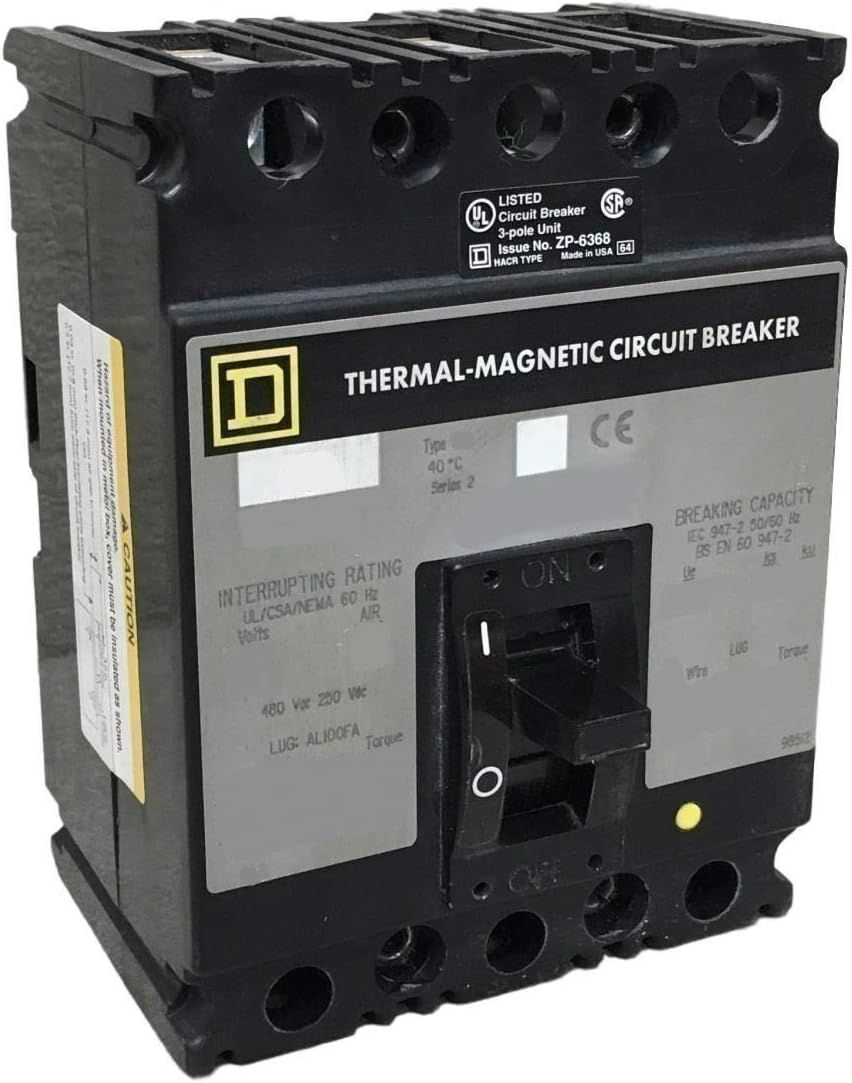 SCHNEIDER ELECTRIC 480-VOLT 100-AMP FAL34100 Molded CASE Circuit Breaker 480V 100A