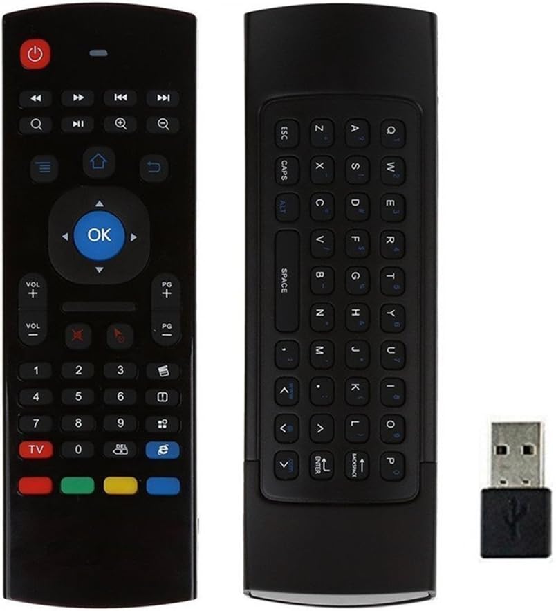 MX3 Air Mouse Remote with Keyboard AMGUR 2.4G Mini Wireless Keyboard Air Mouse Combos IR Learning Remote Control for Android TV Box Raspberry Pi, Mini PC, Google Smart TV Remote Mouse