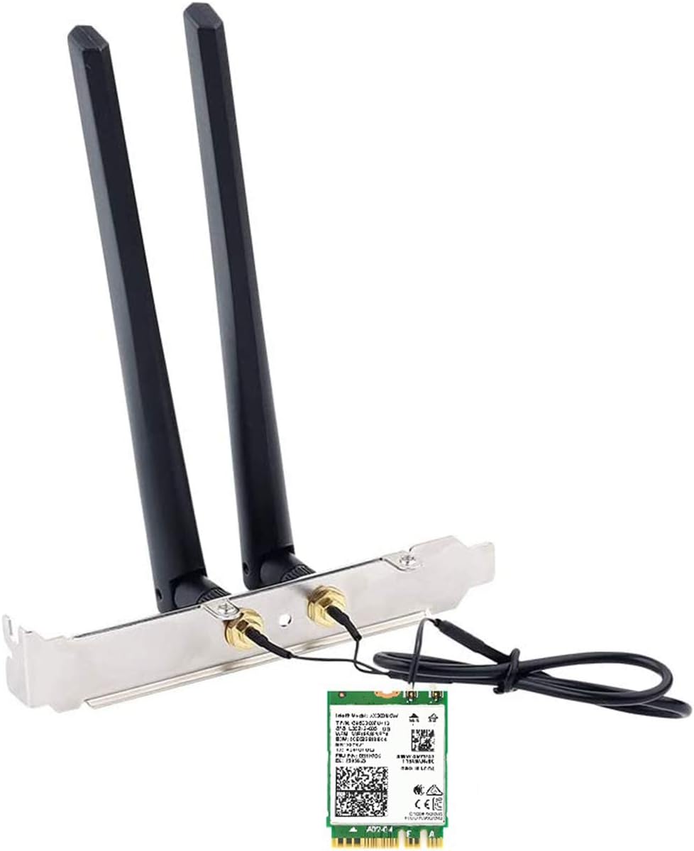 AX210NGW DTK WiFi Card WiFi 6E Supports 6GHz, 2230, 2×2 AX+BT 5.3+Tri-Band, Includes RF Cable (11 inch), 5dBi High Gain Antennas and Low-Profile Brackets