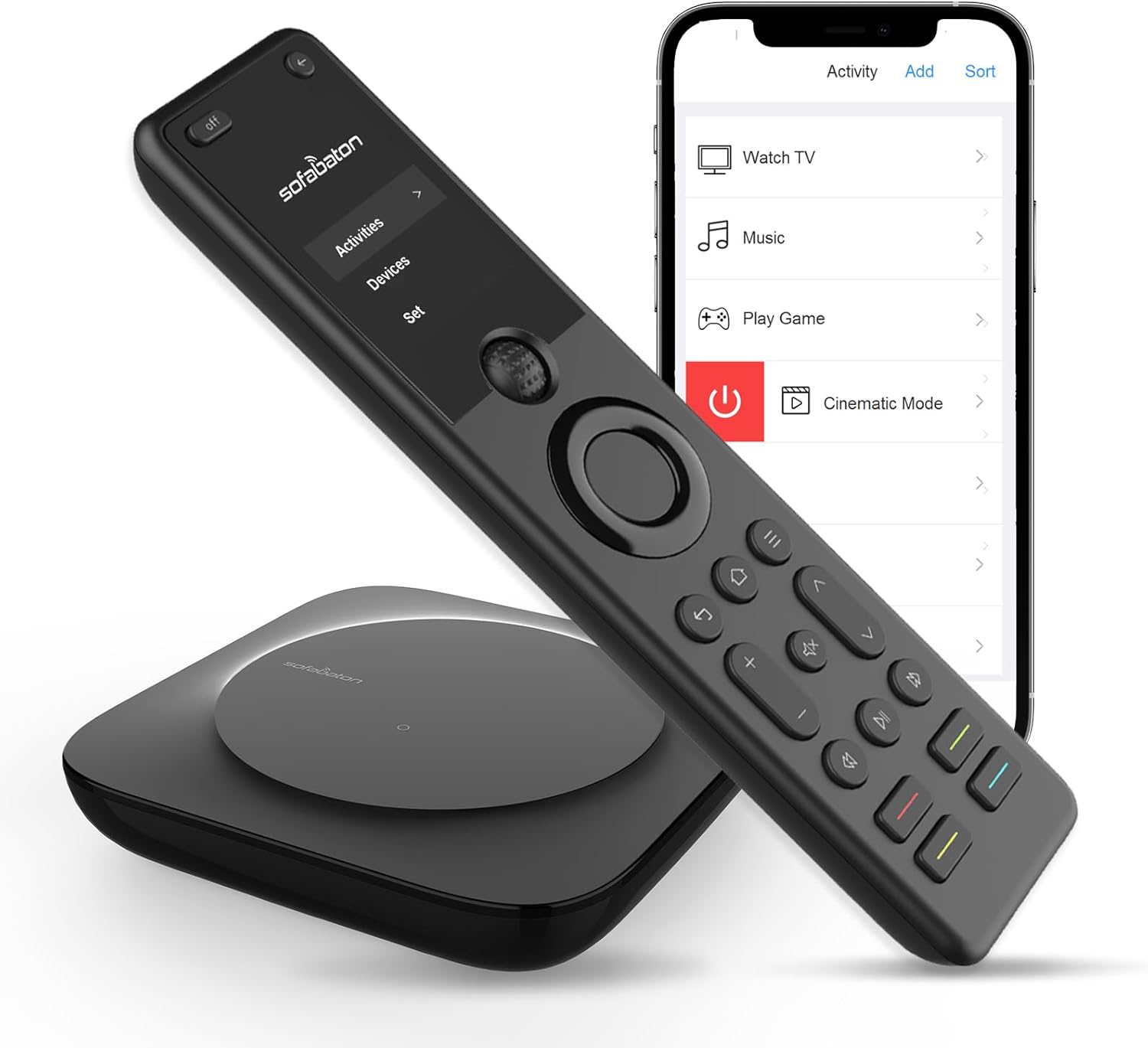 SofaBaton X1S Universal Remote Control with Hub and APP Setting, Smart All in One Remote with Customize One-Touch Activities, Compatible with 500,000+ IR/Bluetooth/WiFi Devices/Alexa/Google Assistant