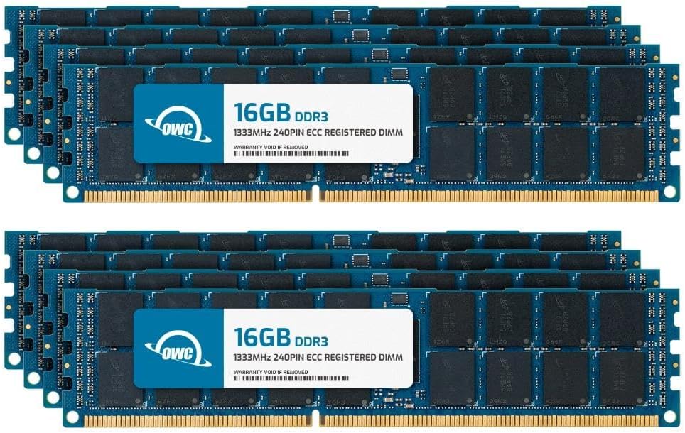 OWC 128GB (8x16GB) DDR3 1333 PC3-10600 CL9 2Rx4 240-pin 1.5V ECC Registered RDIMM Memory RAM Module Upgrade Kit for Select Workstations or Servers