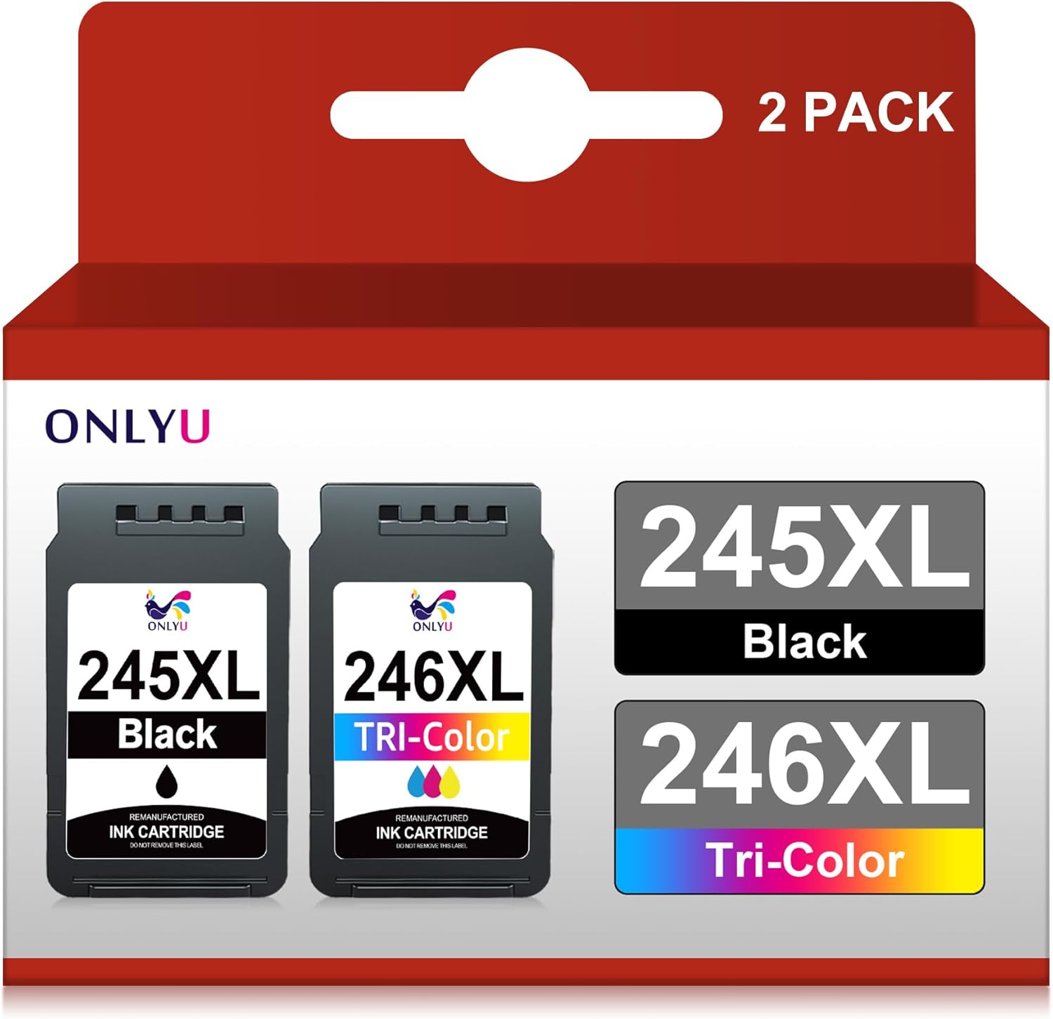 ONLYU Compatible PG 245 CL 246 245XL 246XL Ink Cartridges Replacement for Canon 245 246 XL for PIXMA MX490 MX492 TR4500 TR4520 MG2522 MG2922 MG2520 MG2920 TS3100 TS3122 TS3300 Printer (Black Color)