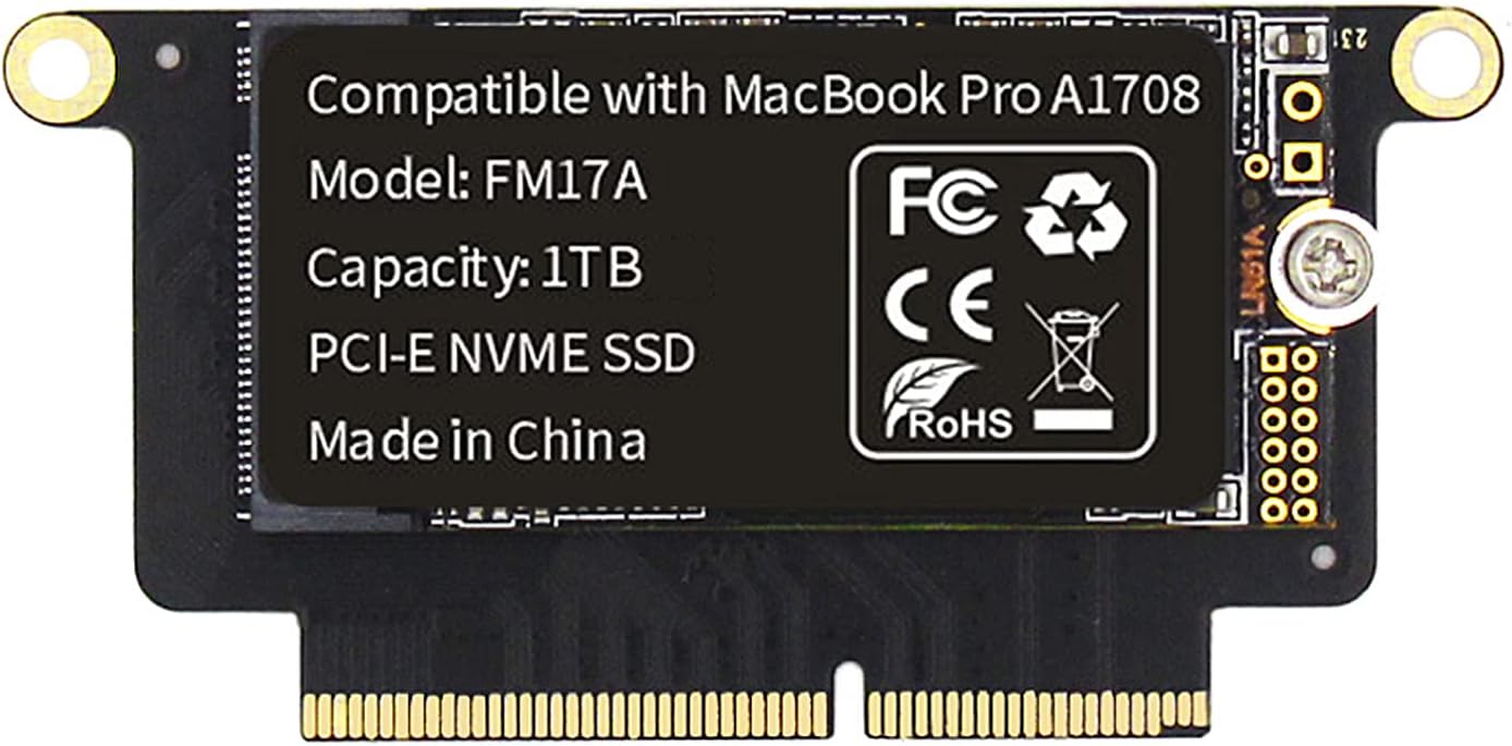 FM17A 1TB PCIE 3.0×4 NVME 3D NAND TLC Flash SSD for MacBook Pro Retina A1708 (2016-2017) Included DIY Tools (1TB)