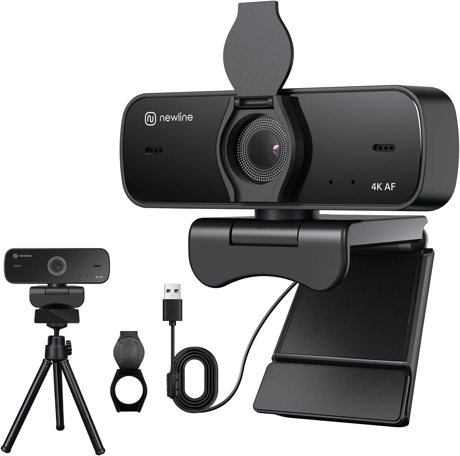 4K Webcam for PC, 4K UHD USB Webcam with Microphone, Auto Focus, Low Distortion, Privacy Cover, PC Camera w/Tripod Stand for Zoom, Skype, Teams, Laptop, Conferencing, Calling, NewEye 60