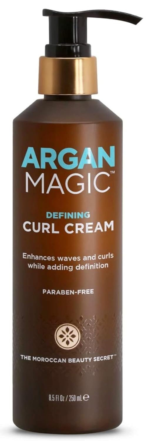 ARGAN MAGIC Defining Curl Cream – Enhances Waves and Curls While Adding Definition | Conditions, Detangles, and Reduces Frizz | Paraben Free (8.5 Ounce / 250 Milliliter)