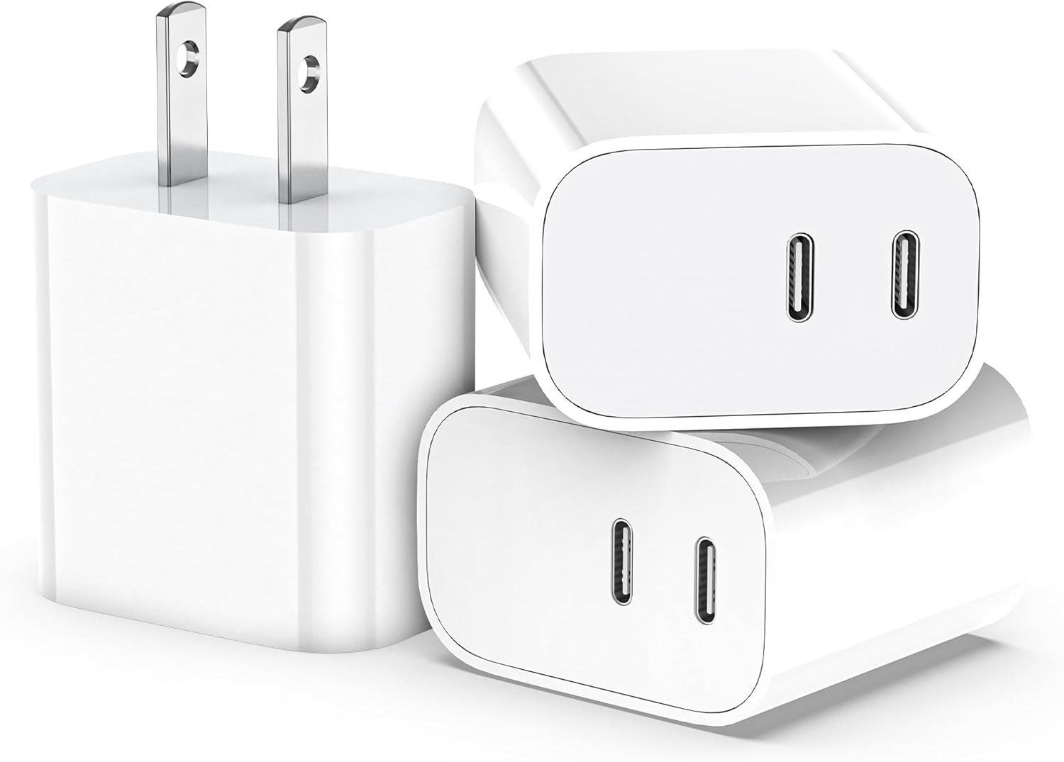 USB C Charger Block,3-Pack Dual Port USB C Fast Charging Block，Type C Wall Charger Plug for iPhone 14/13/12/11/ Pro Max/Plus/Xs Max/XR/X,iPad Pro (20W)