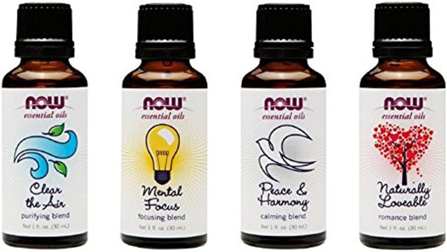 Now Foods 4-Pack Variety of Essential Oils, Mood Lifting Blend, 1 Ounce