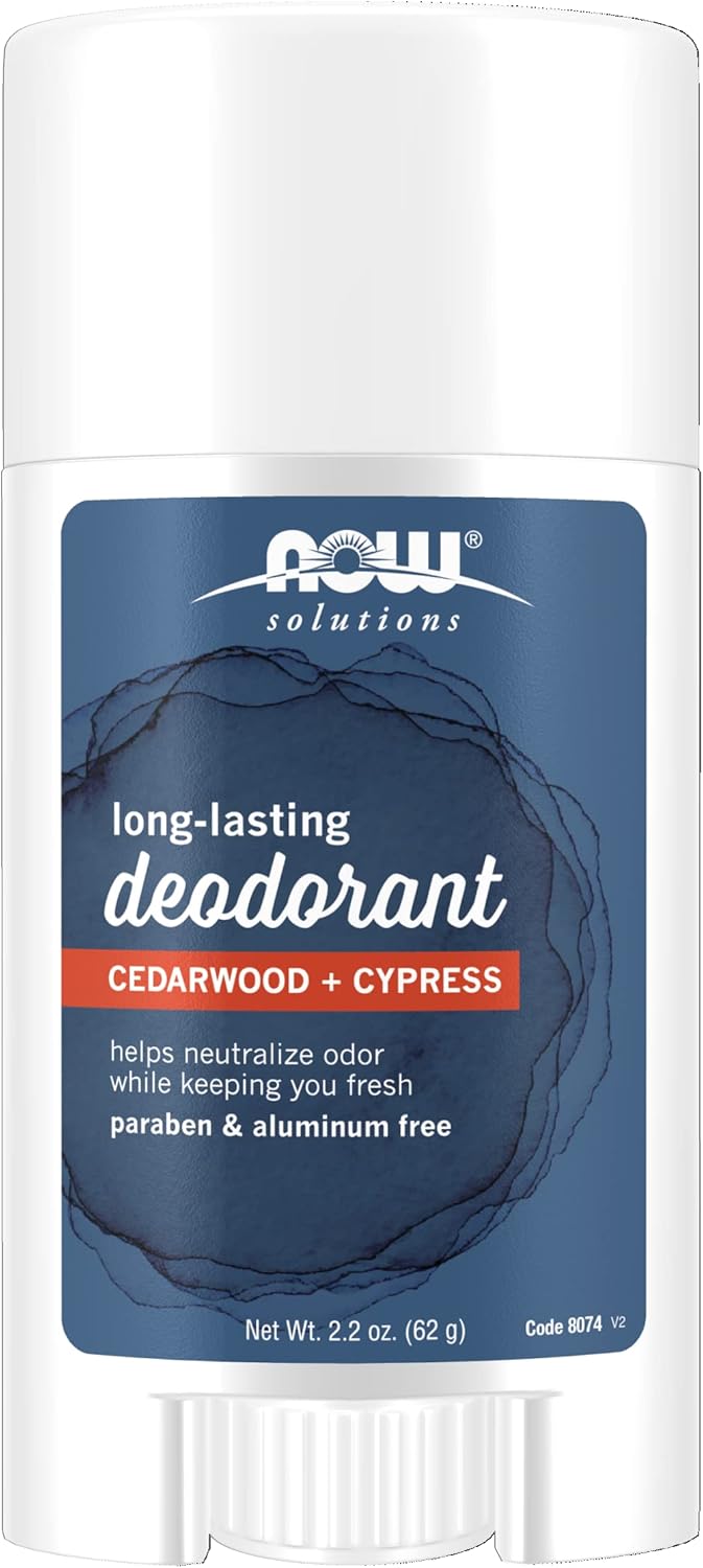 NOW Foods Solutions, Long Lasting Deodorant, Cedarwood and Cypress, Paraben & Aluminum Free, 2.2-Ounce