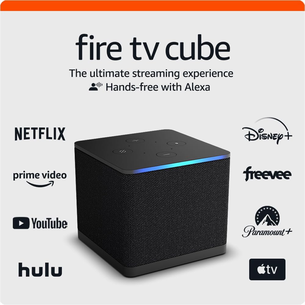 Amazon Fire TV Cube (newest model), Hands-free streaming device with Alexa, Wi-Fi 6E, 4K Ultra HD