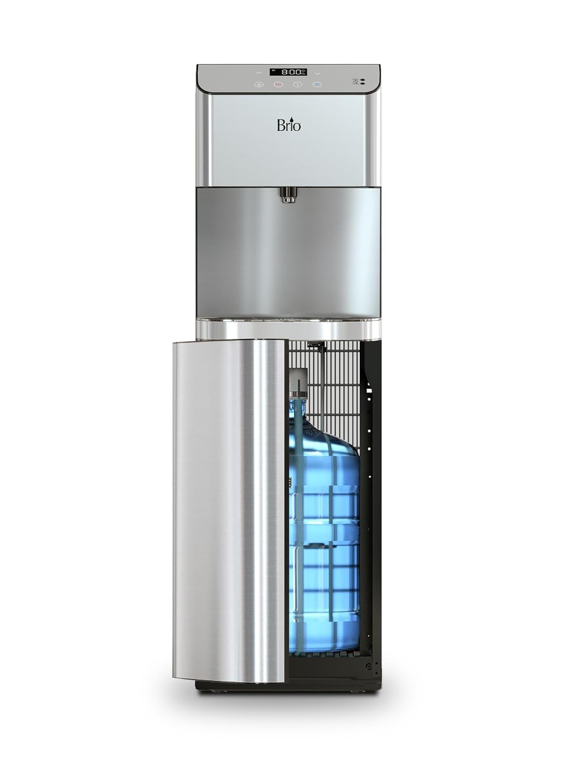 Brio Moderna Bottom Load Water Cooler Dispenser – Tri-Temp, Adjustable Temperature, Self-Cleaning, Touch Dispense, Child Safety Lock, Holds 3 or 5 Gallon Bottles, Digital Display and LED Light