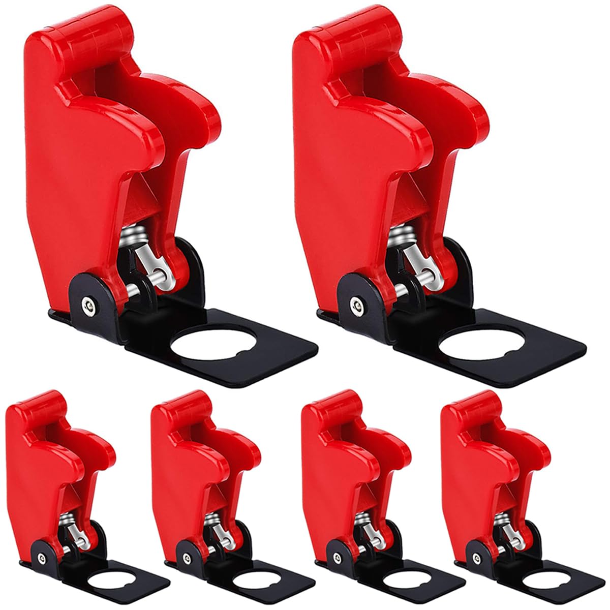 6Pcs 12mm/0.47inch Mounting Hole Red Safety Flip Covers Dustproof Waterproof Plastic Cap Aircraft Guard Cover for Toggle Bat-Handle Switch Heavy Duty Toggle Rocker Switch