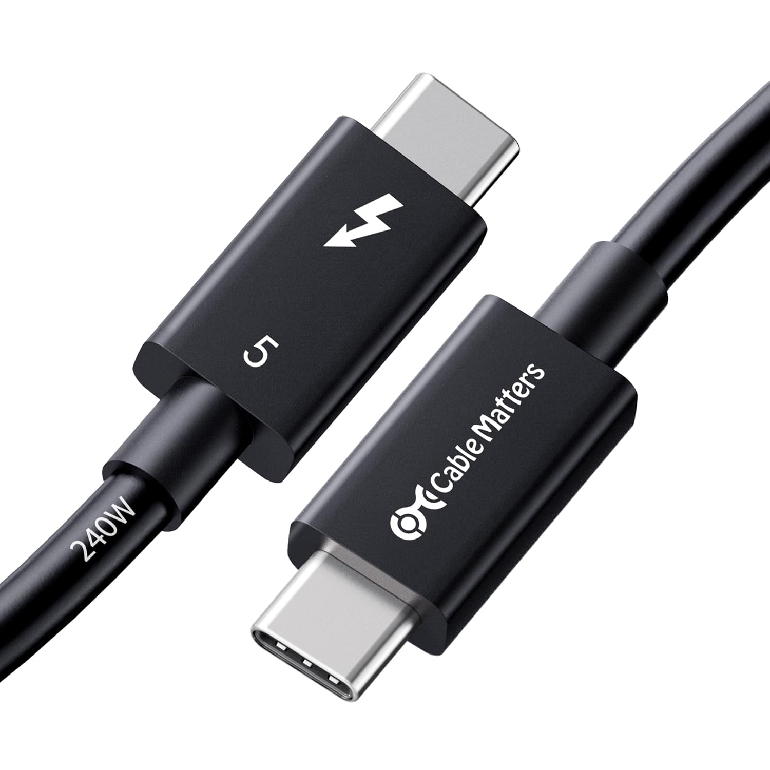 Cable Matters [Intel Certified] 80Gbps Thunderbolt 5 Cable with up to 120Gbps Bandwidth Boost and 240W Charging in Black – 0.5m / 1.6ft, Compatible with Thunderbolt 4, USB4, Thunderbolt 3 and USB-C