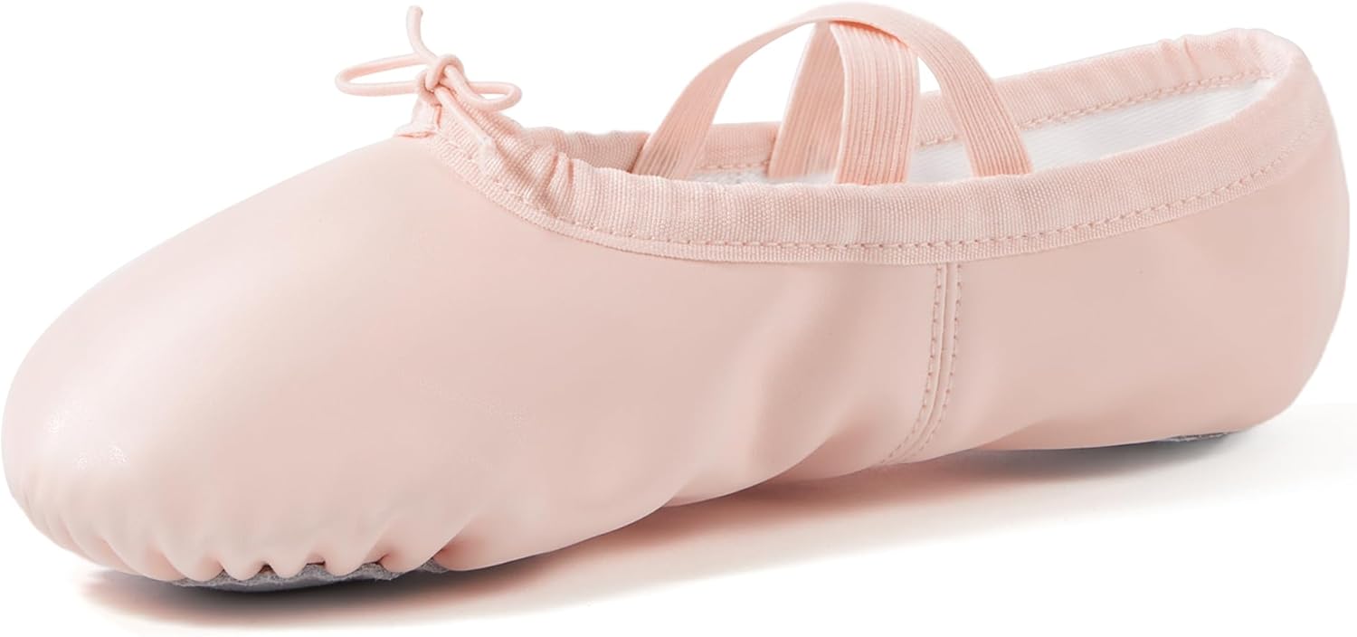 SANGEESON Women’s Leather Ballet Shoes Non-Slip Ballet Slippers Performa Dance Shoes for Adult