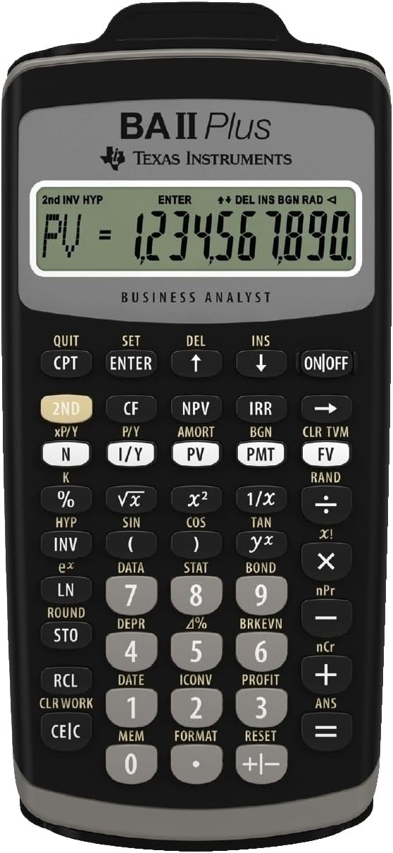 Texas Instruments BAII Plus Financial Calculator, Black