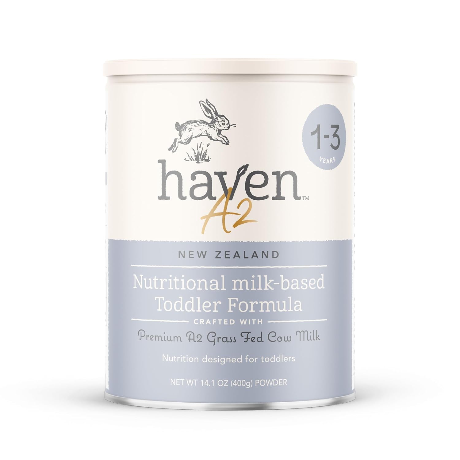 Haven A2 Toddler Formula | 1 to 3 Years | Premium New Zealand Grass-fed A2/A2 Protein Cow Milk Toddler Formula | Wholesome Goodness | Gentle on Tiny Tummies | Immune Support | Prebiotics, Probiotics, DHA, Lutein | Non GMO | No Palm Oil | 14.1 oz