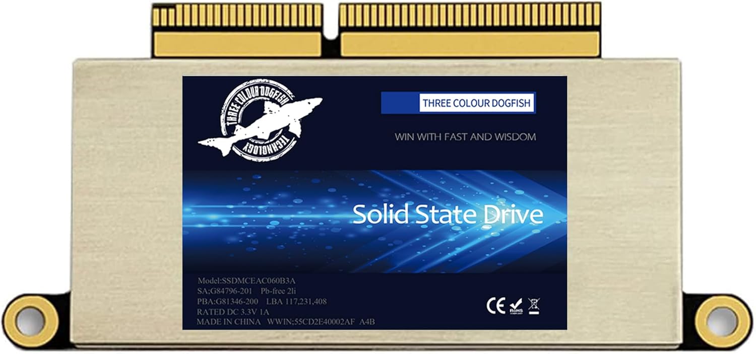 DOGFISH SSD 1TB Internal Solid State Drive PCIe NVMe Gen3.0x4 for Upgrade 2016 2017 13″ MacBook PRO A1708（EMC 2978/3164 Non-Touch Bar Models(Late 2016-Mid 2017 Year)