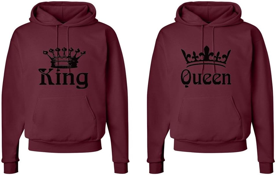 Fasciino Matching His & Hers Couple Hooded Sweatshirt Set – King and Queen Crowns