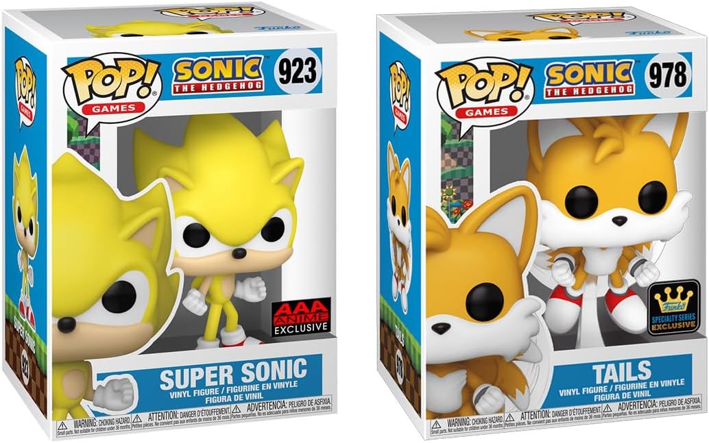 Pop Games: Sonic The Hedgehog – Super Sonic #923 and Tails #978 Exclusive Vinyl Figure Bundle