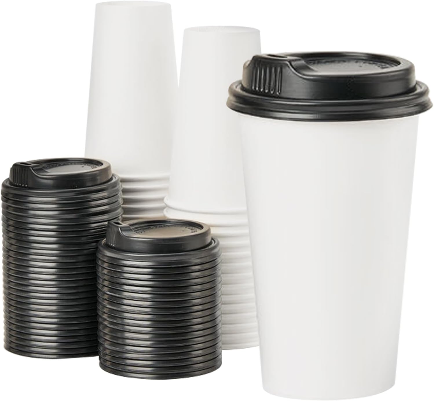 RACETOP [100 pack] Disposable Coffee Cups with Lids 16 oz, Paper Cups with Lids, Hot Cups with Lids, To Go Cups with Lids