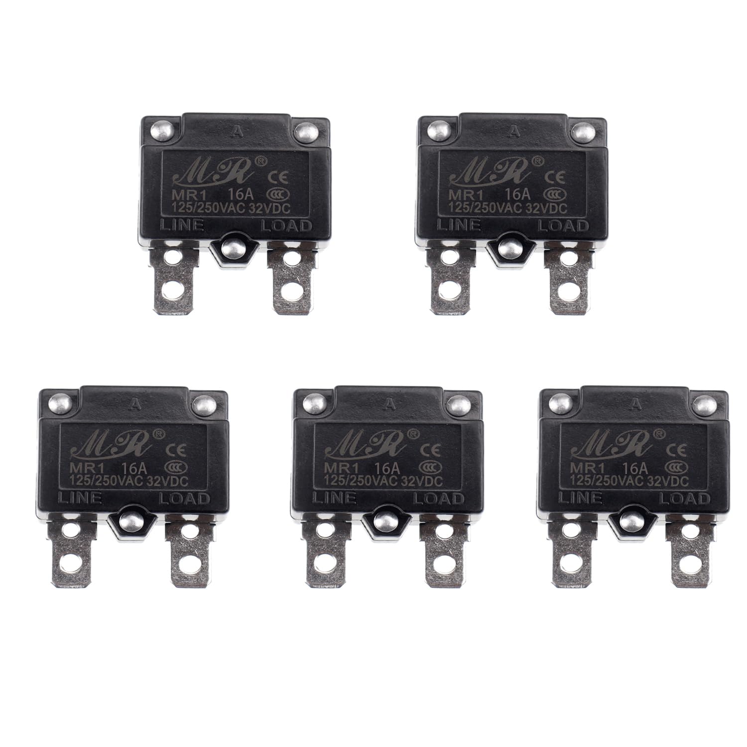 ZOOKOTO 5Pcs 125/250V AC 32V DC Thermal Circuit Breaker 16amp AUTO Reset Overload Protector Switch Automatic Reset Relay Fuse 16A