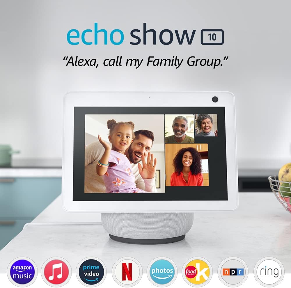 Certified Refurbished Echo Show 10 (3rd Gen) | HD smart display with motion and Alexa | Glacier White