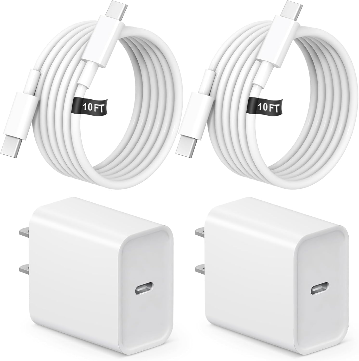 10 FT iPhone 16 15 Charger Fast Charging USB C Charger Block Type C Chagrer Fast Charging 2-Pack for iPhone 16/16 Plus/16 Pro/16 Pro Max/iPhone 15/15 Pro Max/Samsung