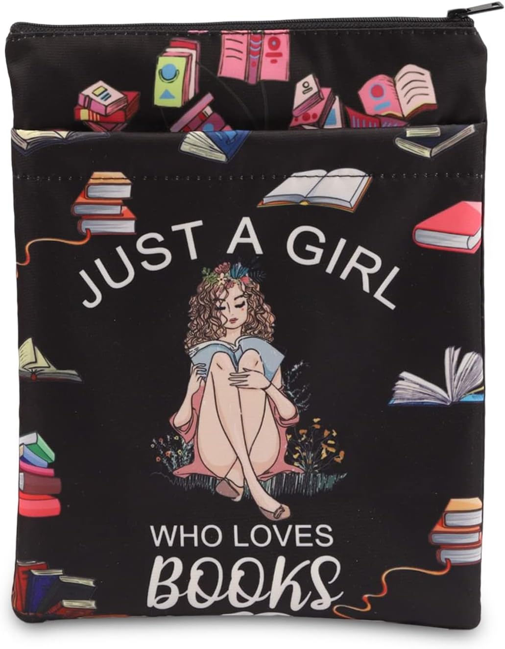 BNQL Just a Girl Who Loves Books Sleeve with Zipper Book Lover Gifts Book Cover Protector Sleeve for Paperback Book Nerd Gift (Just a Girl Who Loves Books)