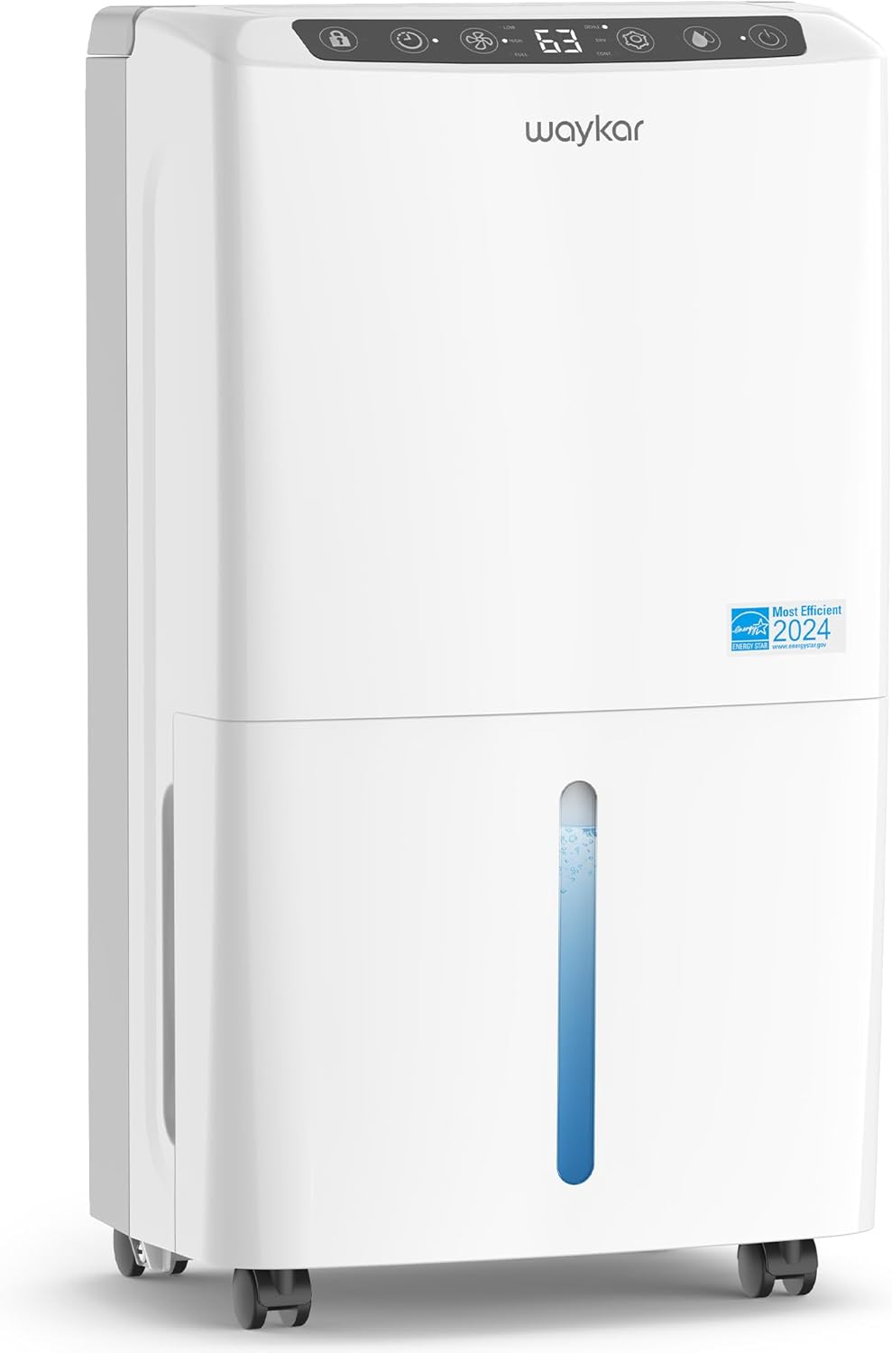 Waykar 2000 Sq. Ft Energy Star Dehumidifier for Home and Basement with Auto or Manual Drainage, Quiet 33dB Operation, 0.6 Gallon Water Tank Capacity