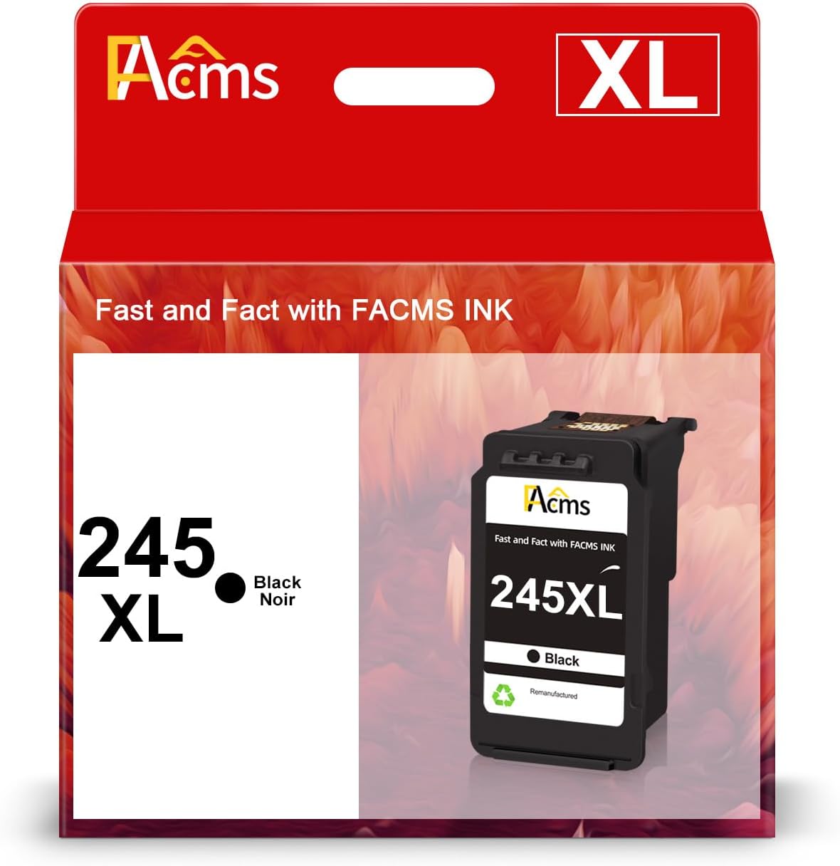 PG-245XL Black Ink Cartridge Replacement for Canon PG-245 PG-245XL 245XL Black Ink for PIXMA MX490 TR4520 TS3322 TR4522 TR4500 TS3122 TS3300 MX492 MG2522 TS3320 TS3100 Printer（1 Black）