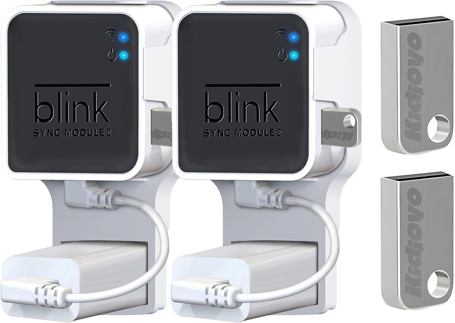 256GB USB Flash Drive & Wall Mount for Blink Sync Module 2 with Short Cable – Declutter, Save Space, and Effortlessly Enhance Security (2 Pack)