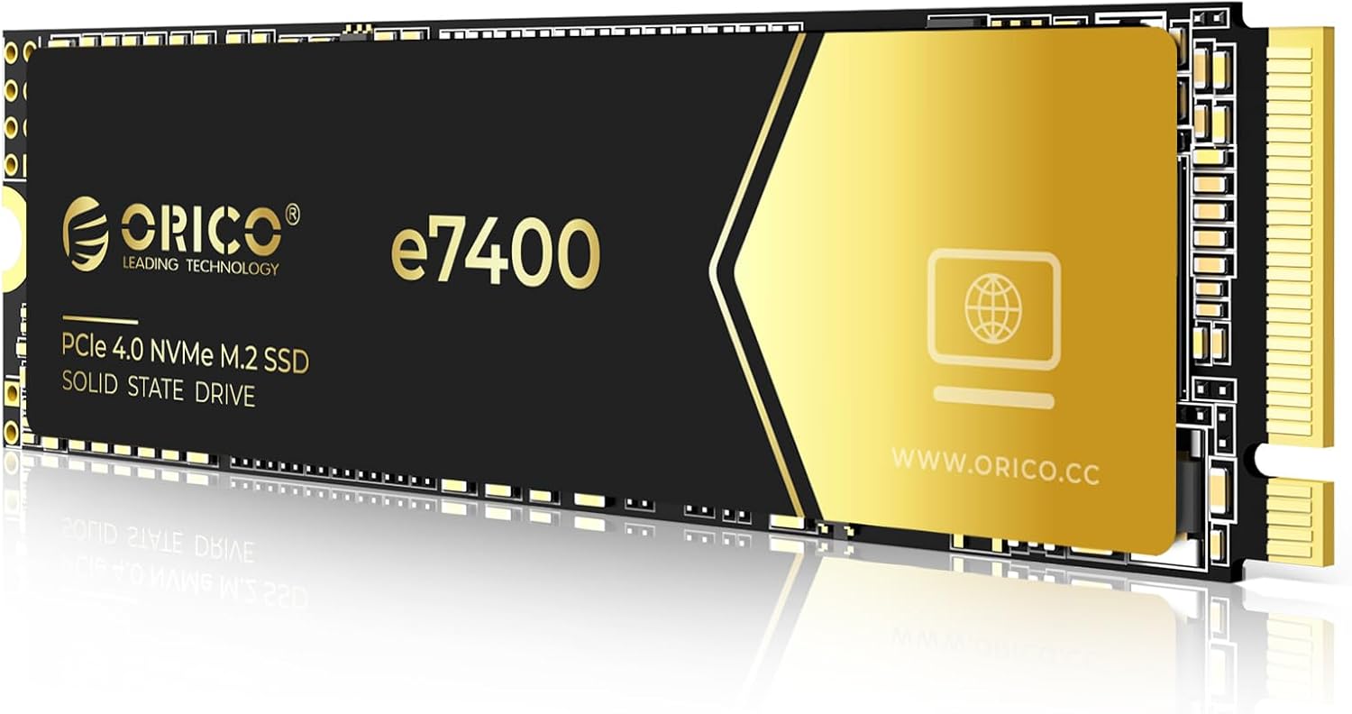 ORICO 2TB NVMe SSD PCIe 4.0- Up to 7400MB/s, M.2 SSD 2280 PCIe 4.0X4 Internal Solid State Drive SSD, Fast Heat Dissipation, Compatible with macOS Windows for Gamers and Creators-e7400