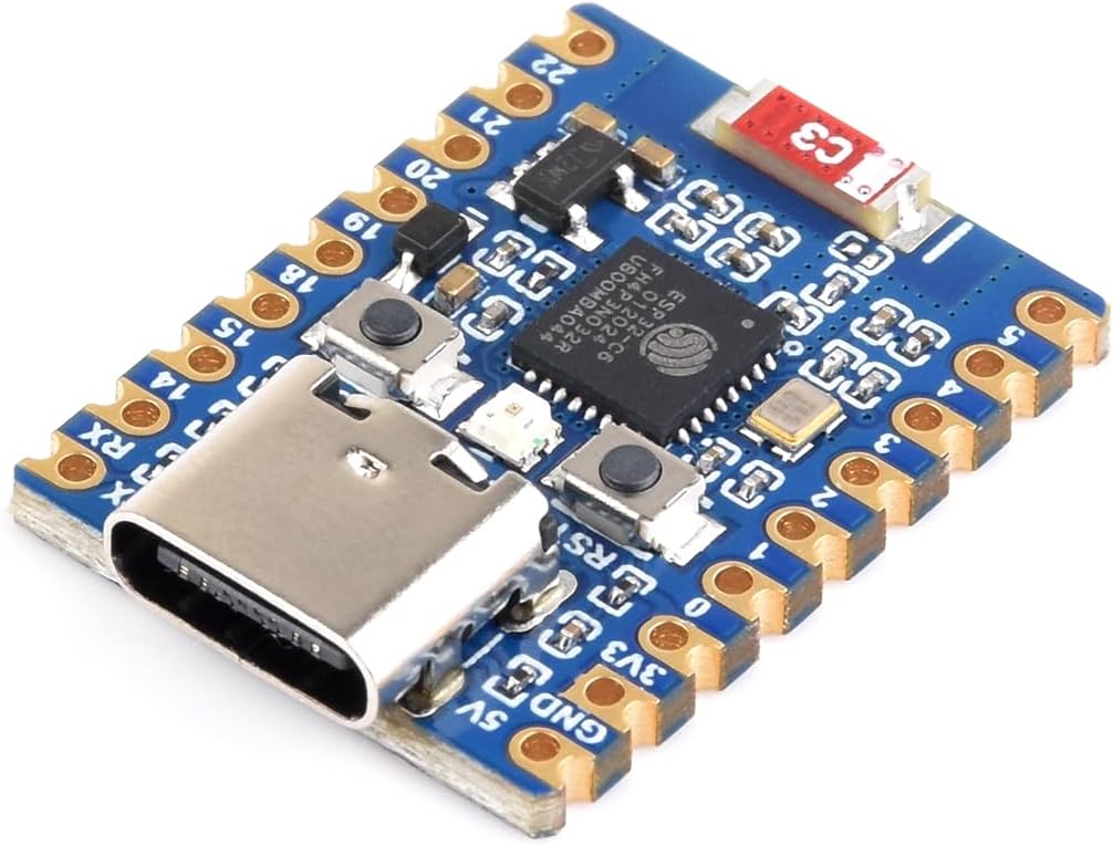 ESP32 Development Board ESP32-C6 Mini Development Board, Based on ESP32-C6FH4 Dual Processors 160MHz Running Frequency 2.4GHz W-i-F-i 6 & Blue-Too-th 5, Suitable for AIoT