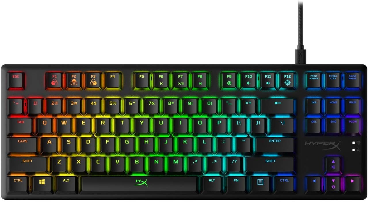 HyperX Alloy Origins Core – Tenkeyless Mechanical Gaming Keyboard, Software Controlled Light & Macro Customization, Compact Form Factor, RGB LED Backlit, Clicky Blue Switch (Renewed)