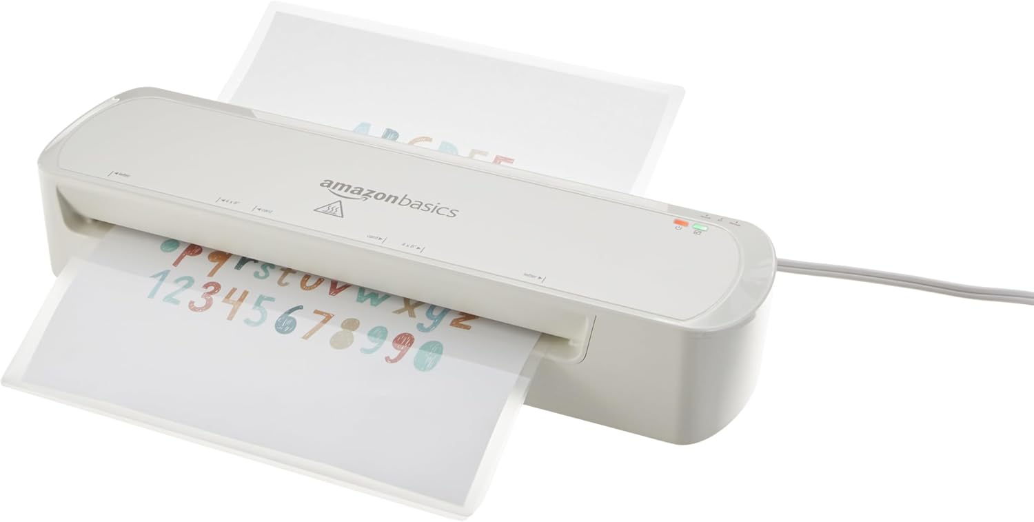 Amazon Basics 9-Inch Thermal Laminator Machine, White