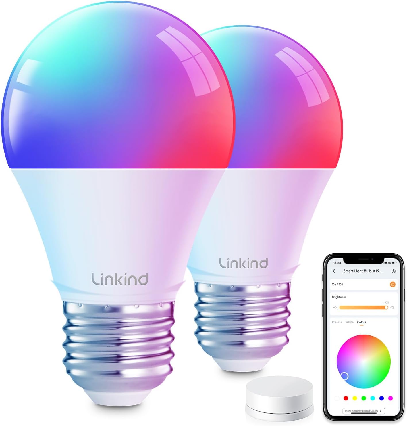 Linkind Smart Light Bulbs A19 2Pack with Remote Control