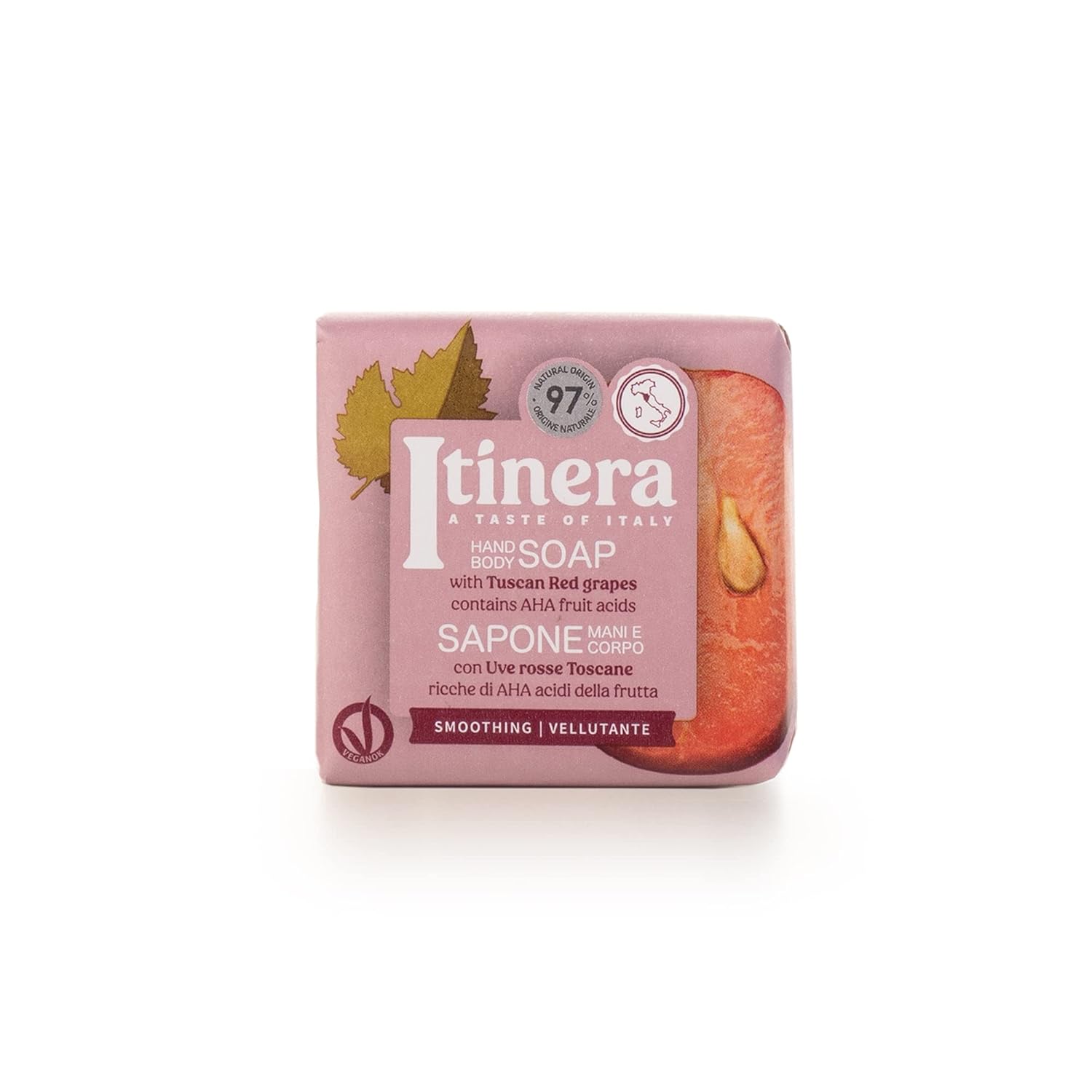 Itinera Smoothing Hand Body Soap with Tuscan Red Grapes (Net Wt. 3.52 Ounces) – with Vegetable Glycerine – Vegan Friendly – 97% Natural Origin Ingredients