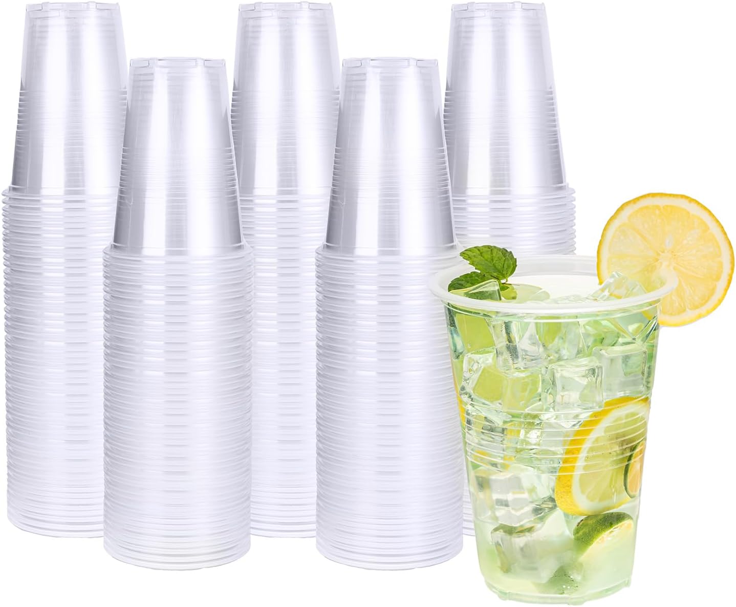 YEEHAW Plastic Cups 16 oz – 240 Pack, Disposable Clear Plastic Cups, Cold Party Drinking Cups, Transparent Plastic Cups Bulk for Ice Cream, Disposable Cups for Wedding,Party