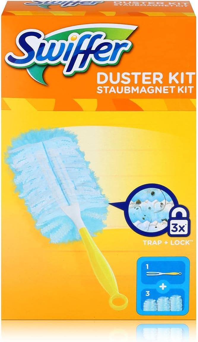 Swiffer Microfibre dust Cleaner Set, 1 Handle and 3 Replacement Pads (Pack of 1×1 Piece)