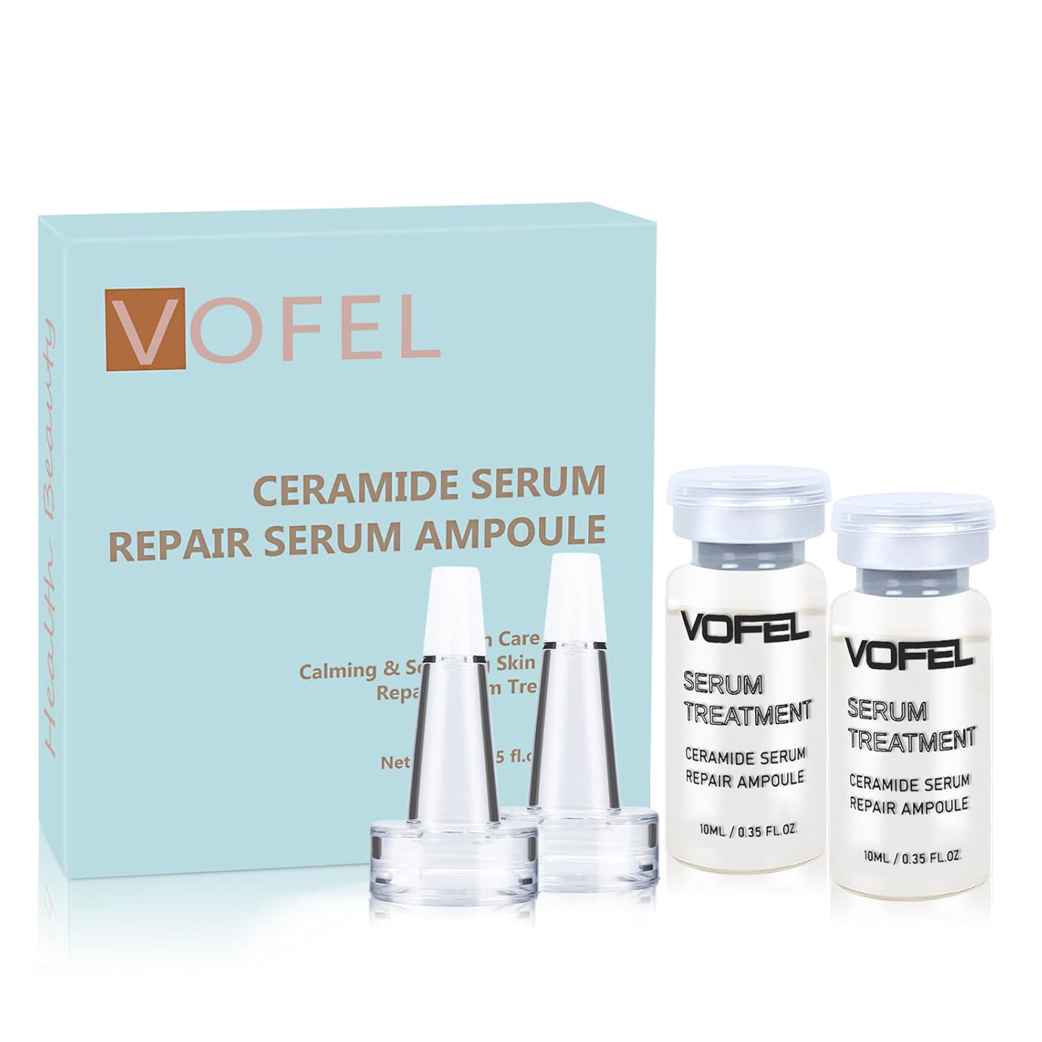 Ceramide Serum for Skin Barrier Repair, Hydrating Serum to Reduce Dryness and Wrinkles, 5% Ceramide Face Serum Ampoule Solution 2 Vials