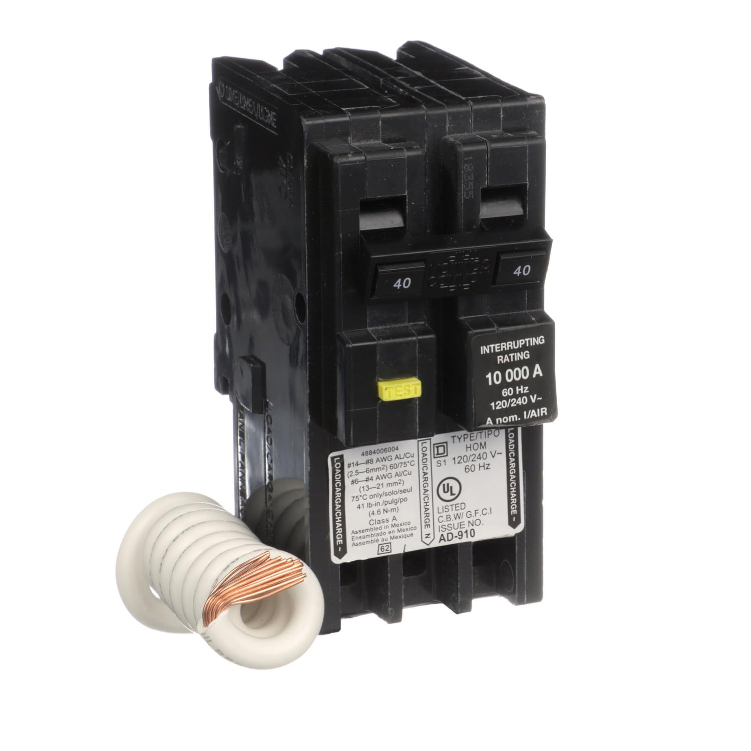 Square D by Schneider Electric Square D – HOM240GFIC Homeline 40 Amp Two-Pole GFCI Circuit Breaker,