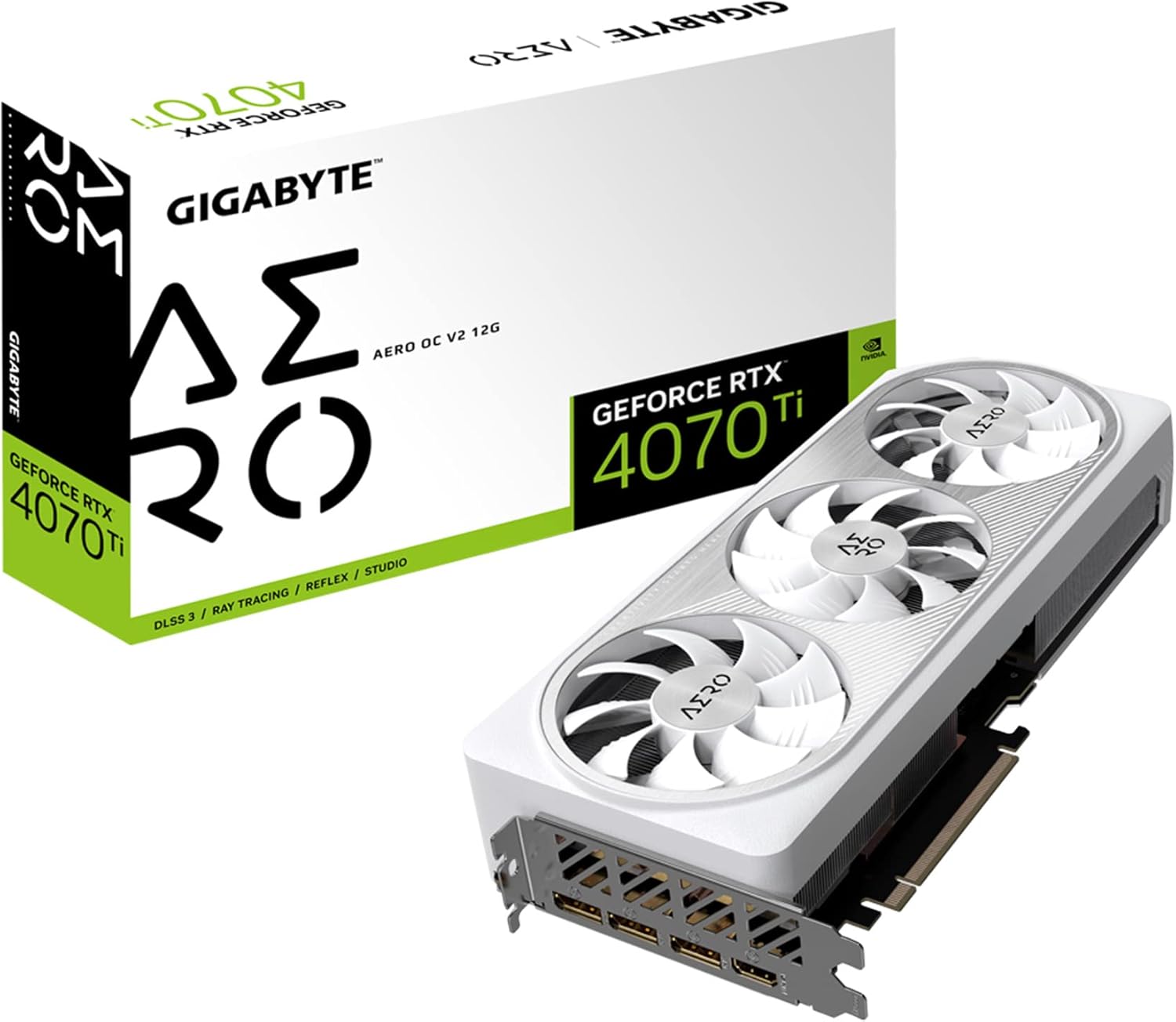 GIGABYTE GeForce RTX 4070 Ti AERO OC V2 12G Graphics Card, 3X WINDFORCE Fans, 12GB 192-bit GDDR6X, GV-N407TAERO OCV2-12GD Video Card