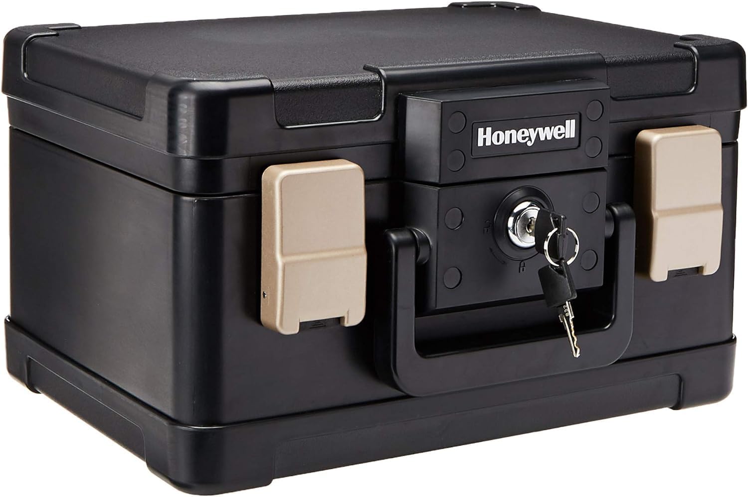 Honeywell Safes & Door Locks – Fireproof & Waterproof Small Safe Box Chest for Home – Fits Folded Letter Size Documents – Strong ABS Plastic – Document Box with Key Lock System – 0.15 CU, Black, 1102