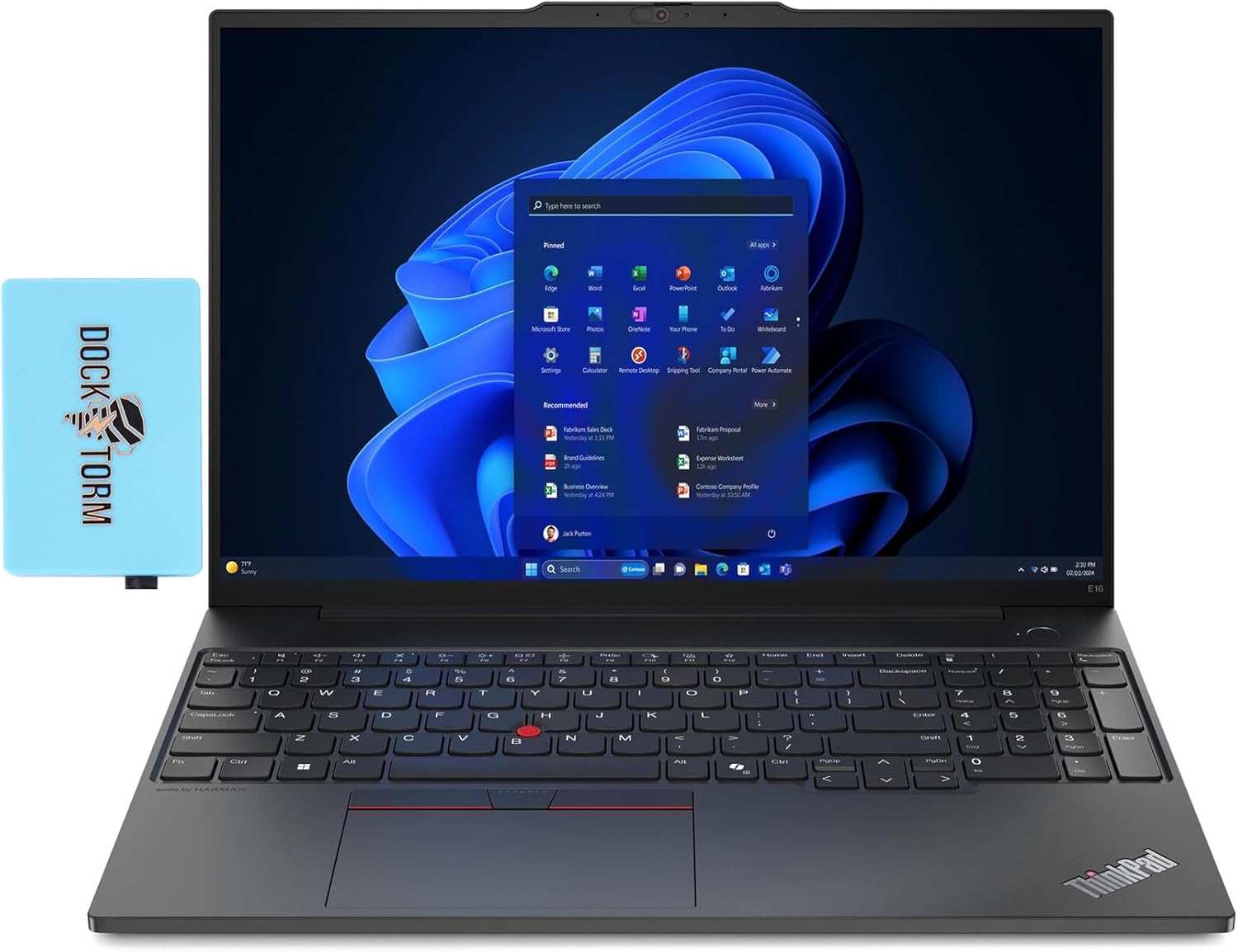 Lenovo ThinkPad E16 Gen 1 Business Laptop 16.0″ WUXGA IPS Display 300 nits (AMD Ryzen 5 7530U 6-Core 2.00GHz, 16GB RAM, 512GB PCIe SSD, AMD Radeon, Backlit KYB, FP, WiFi 6, Win11Pro) w/Dockztorm Hub