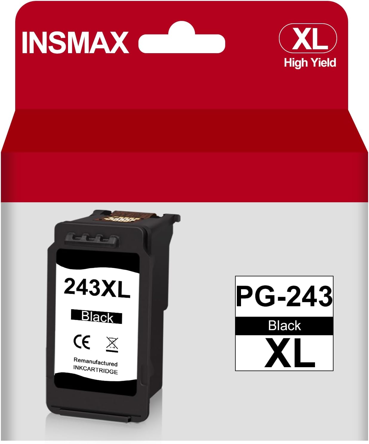 PG-243 XL Black Ink Cartridge Remanufactured for Canon 243 243XL PG-243 XL Ink Cartridges Fit for TR4520 TR4522 MG2520 MG2522 MG2922 MX490 MX492 TS3322 TS3122 TS202 Printer (Black, 1-Pack)