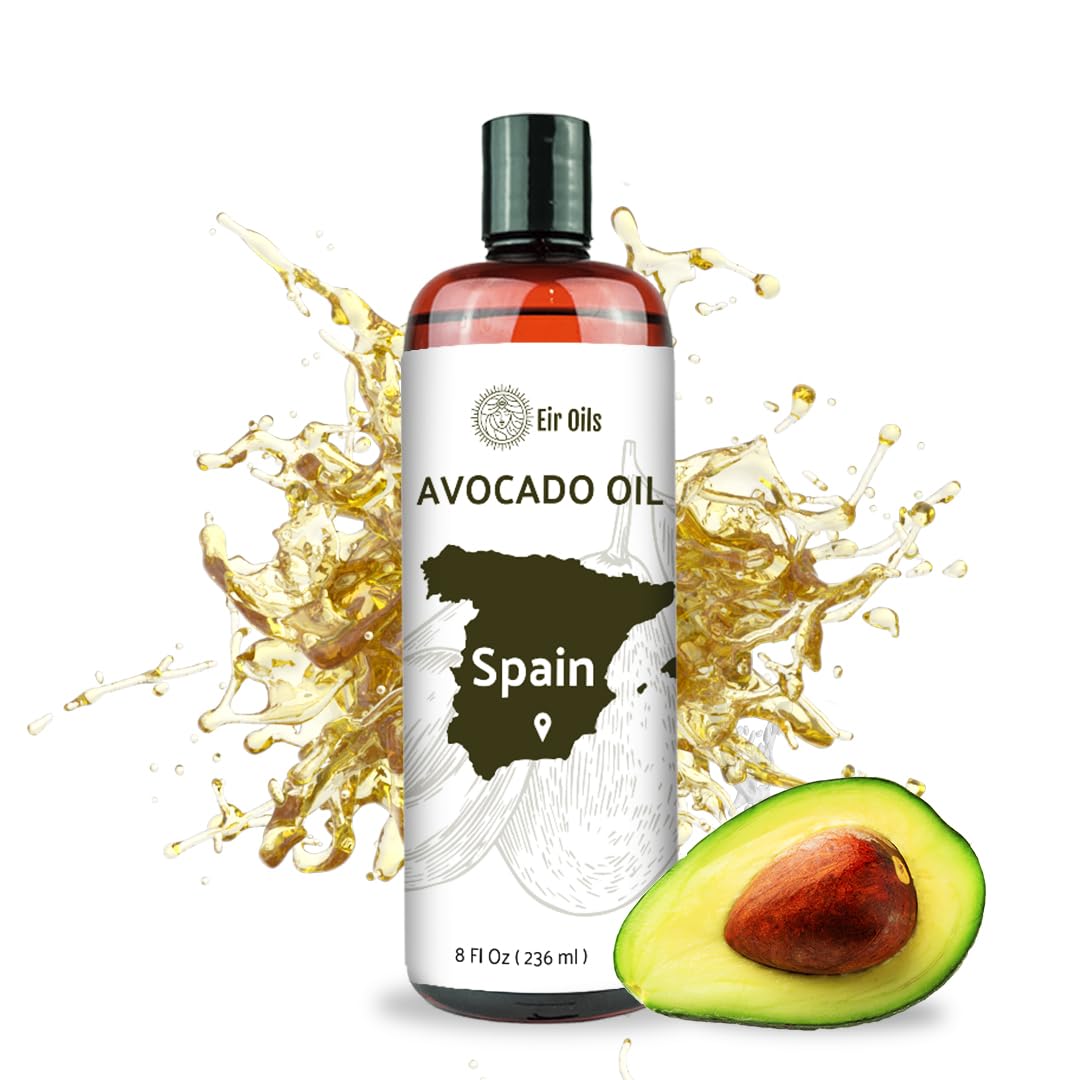 Avocado Oil (8oz) – Direct from EIR Oils’ Farm in Spain – 100% Pure Carrier Oil for Hair, Face, and Skin – Hand-Picked, Cold-Pressed Carrier Oil – 1 Pack